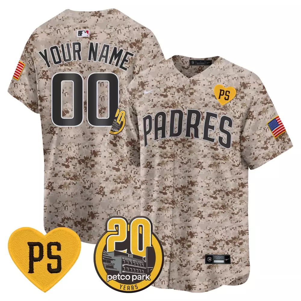 Desert Padres Custom Jersey | Men's Vapor Premier Limited | USMC 20th Patch | All Stitched | For Men, Women & Youth