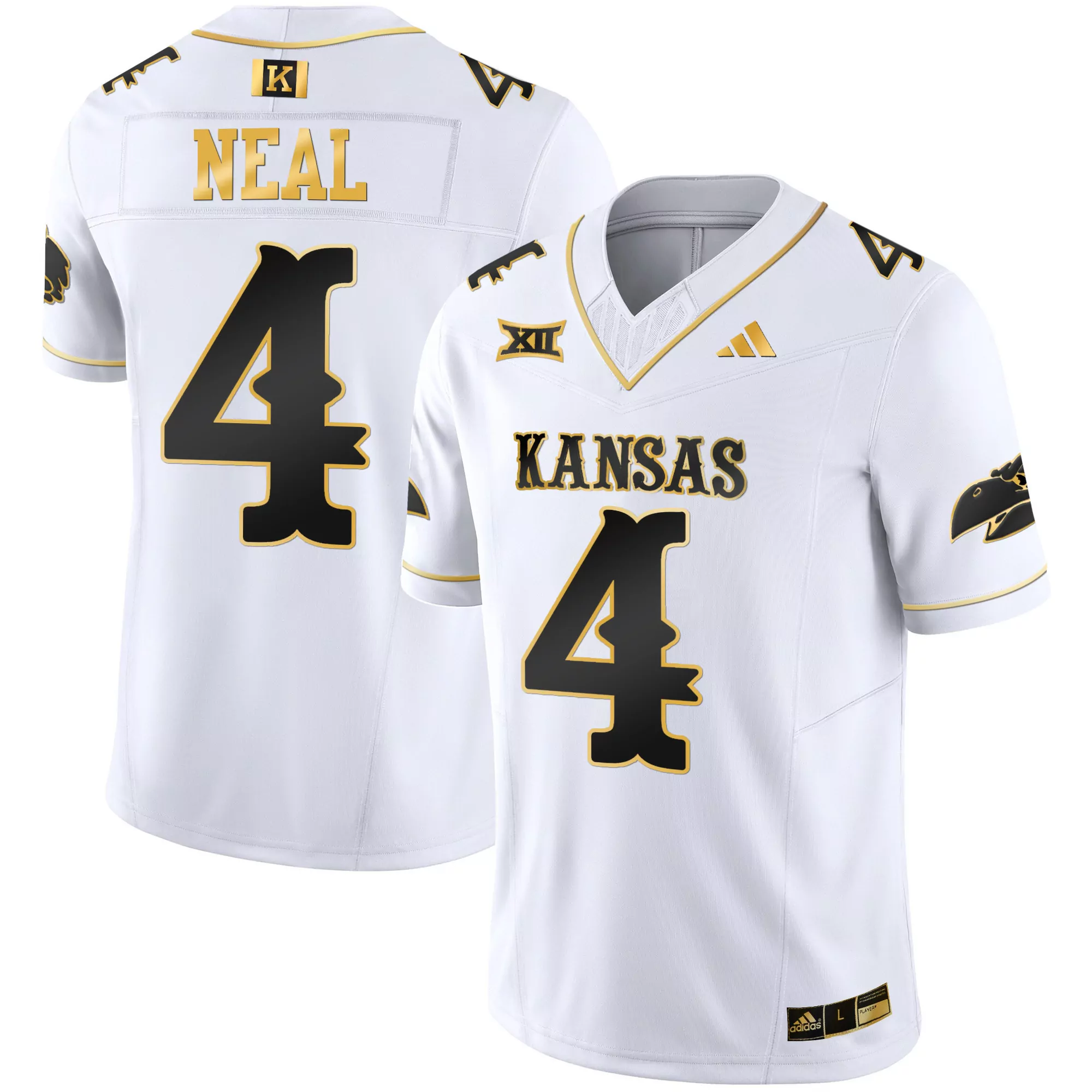 devin neal white gold mens kansas jayhawks blackhawk gold vapor jersey all stitched