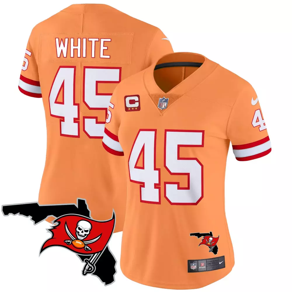 devin white orange womens tampa bay buccaneers 40th season patch vapor limited jersey all stitched