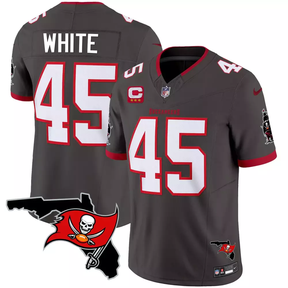 devin white pewter mens tampa bay buccaneers 2023 nfc south champions patch vapor jersey all stitched