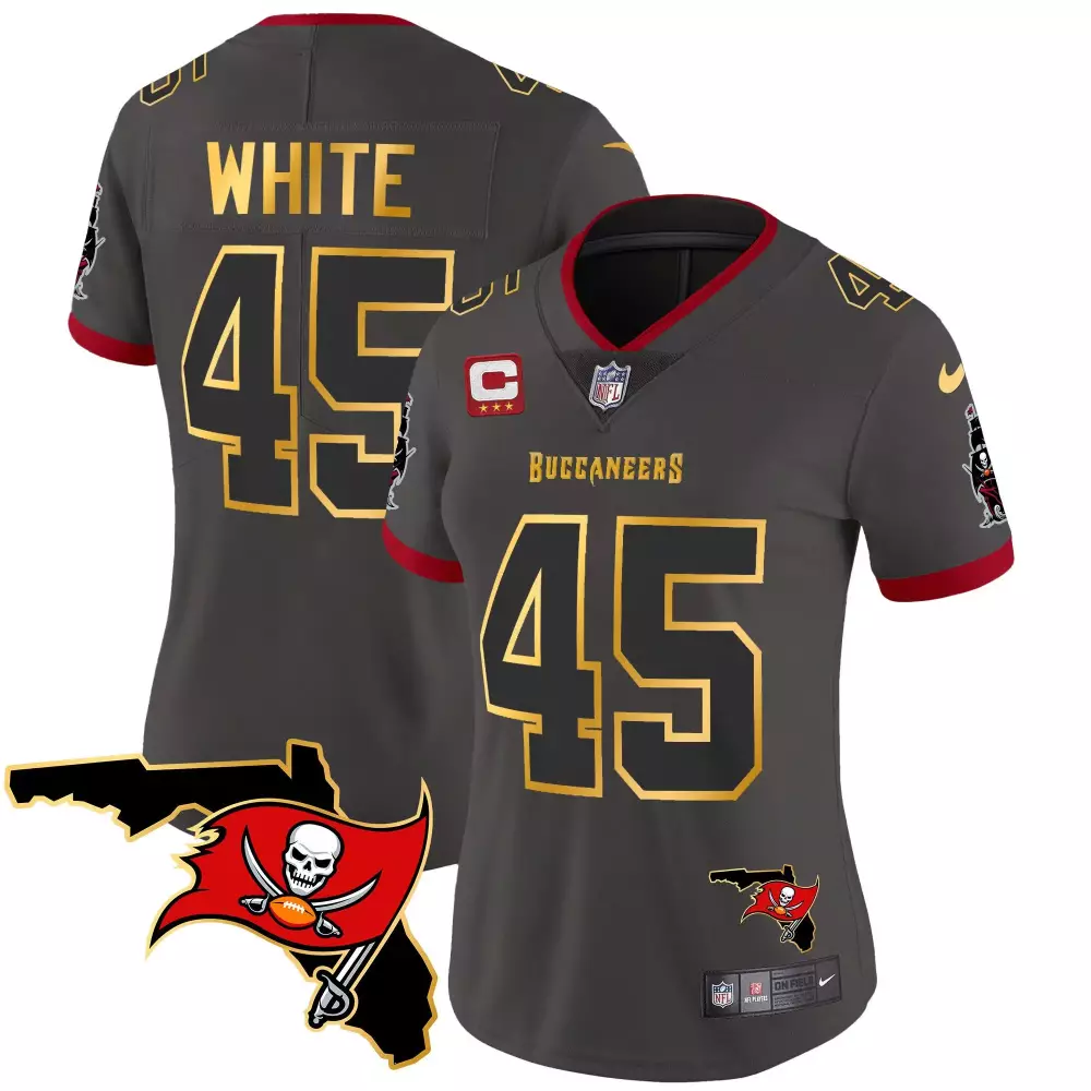 devin white pewter womens tampa bay buccaneers florida patch gold trim vapor jersey all stitched