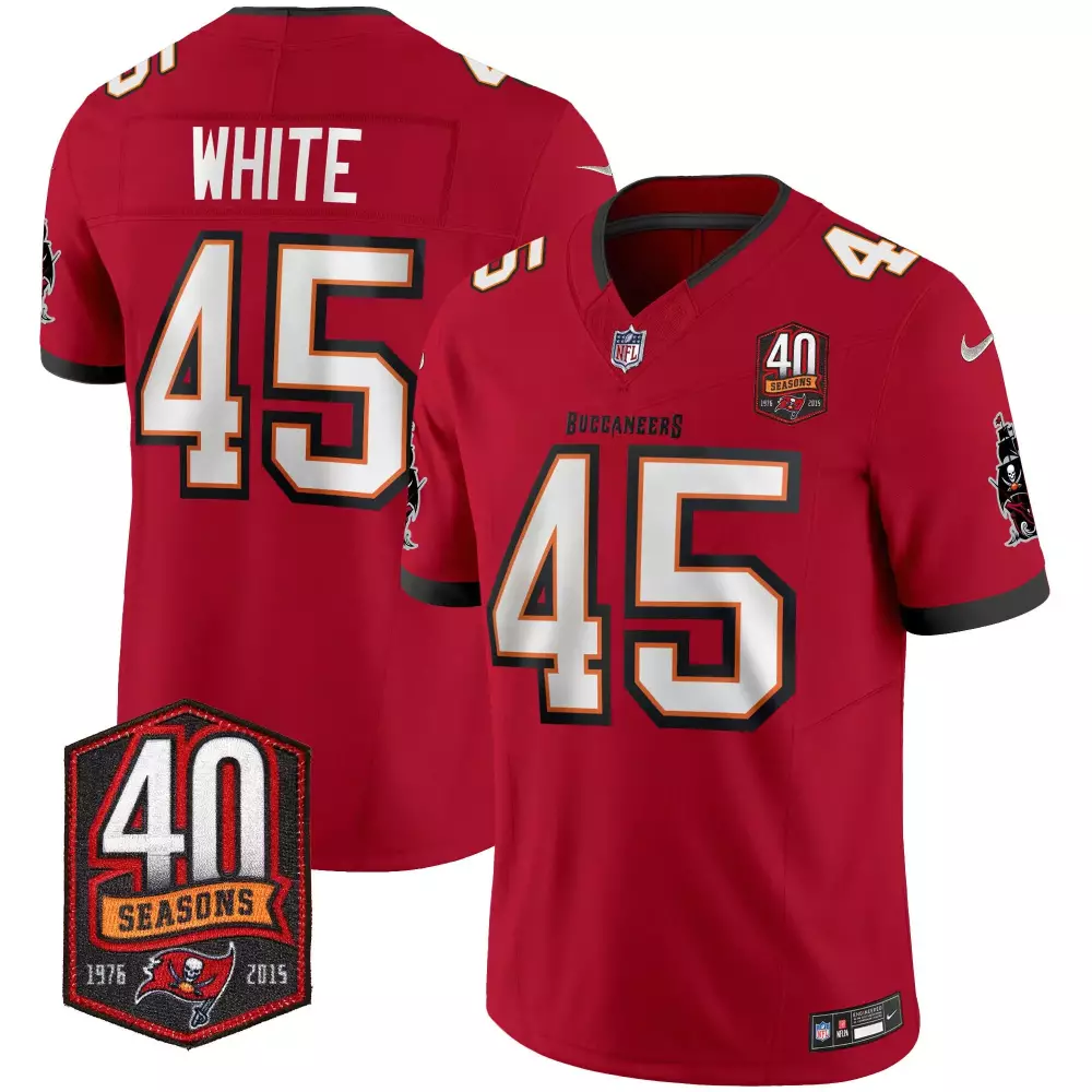 devin white red mens tampa bay buccaneers 2023 nfc south champions patch game jersey all stitched