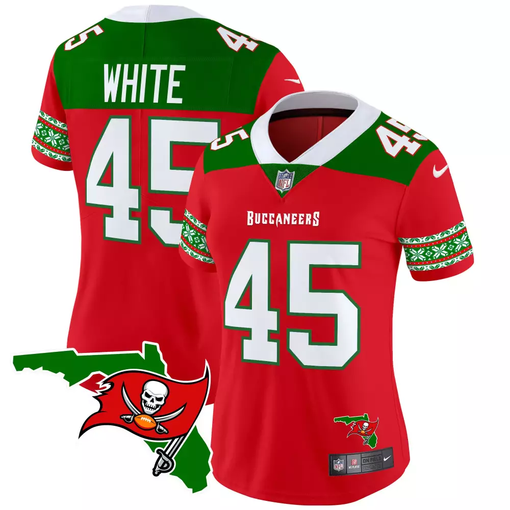 devin white red womens tampa bay buccaneers 2023 nfc south champions patch vapor jersey all stitched