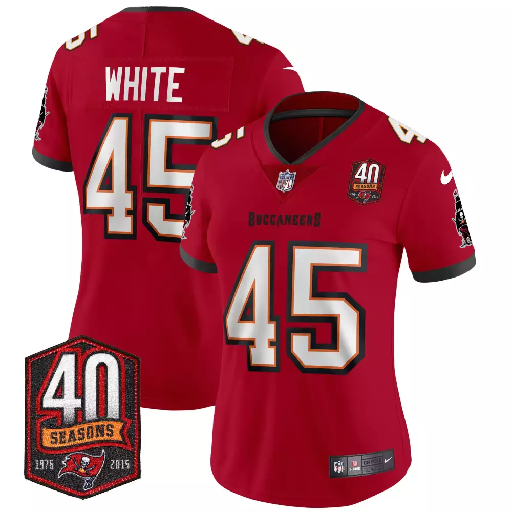 devin white red womens tampa bay buccaneers 2023 nfc south champions patch vapor jersey all stitched
