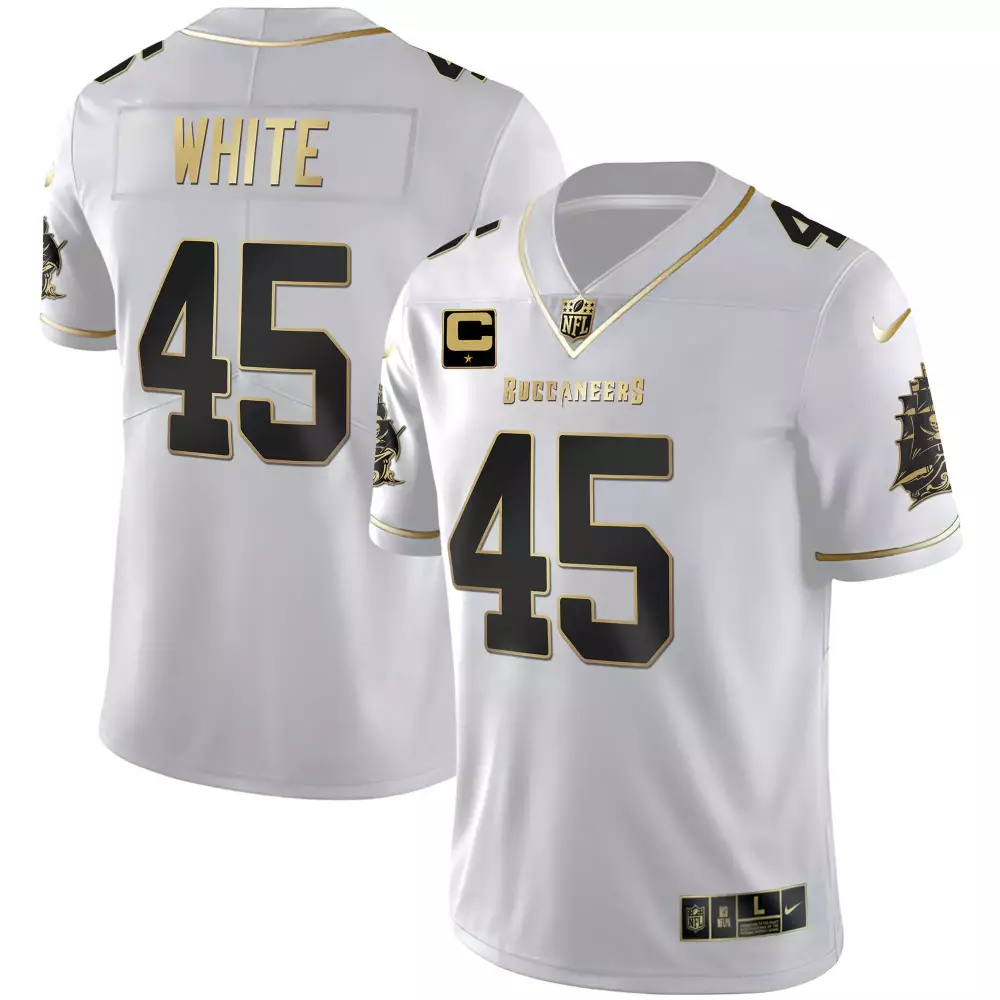 devin white white gold mens tampa bay buccaneers 2024 nfc south division champions patch gold vapor limited jersey all s
