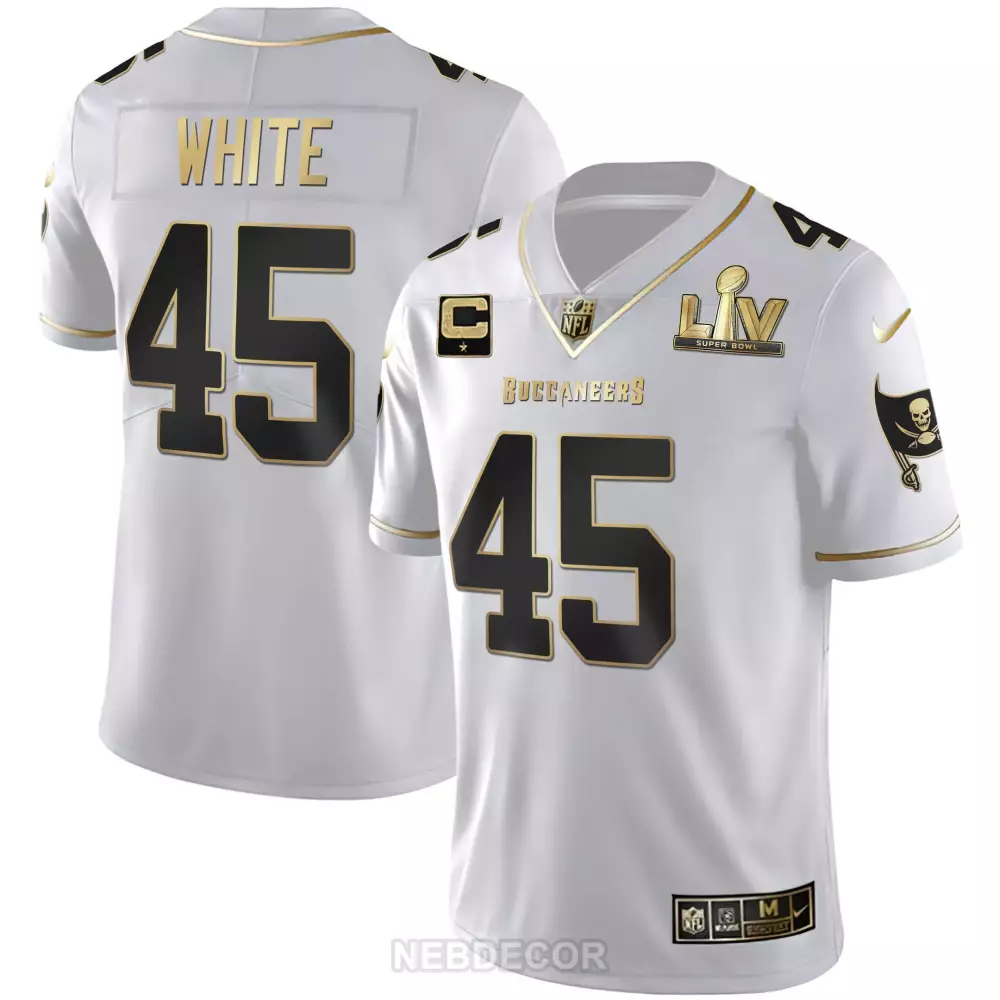 devin white white gold mens tampa bay buccaneers 2024 nfc south division champions patch gold vapor limited jersey all s
