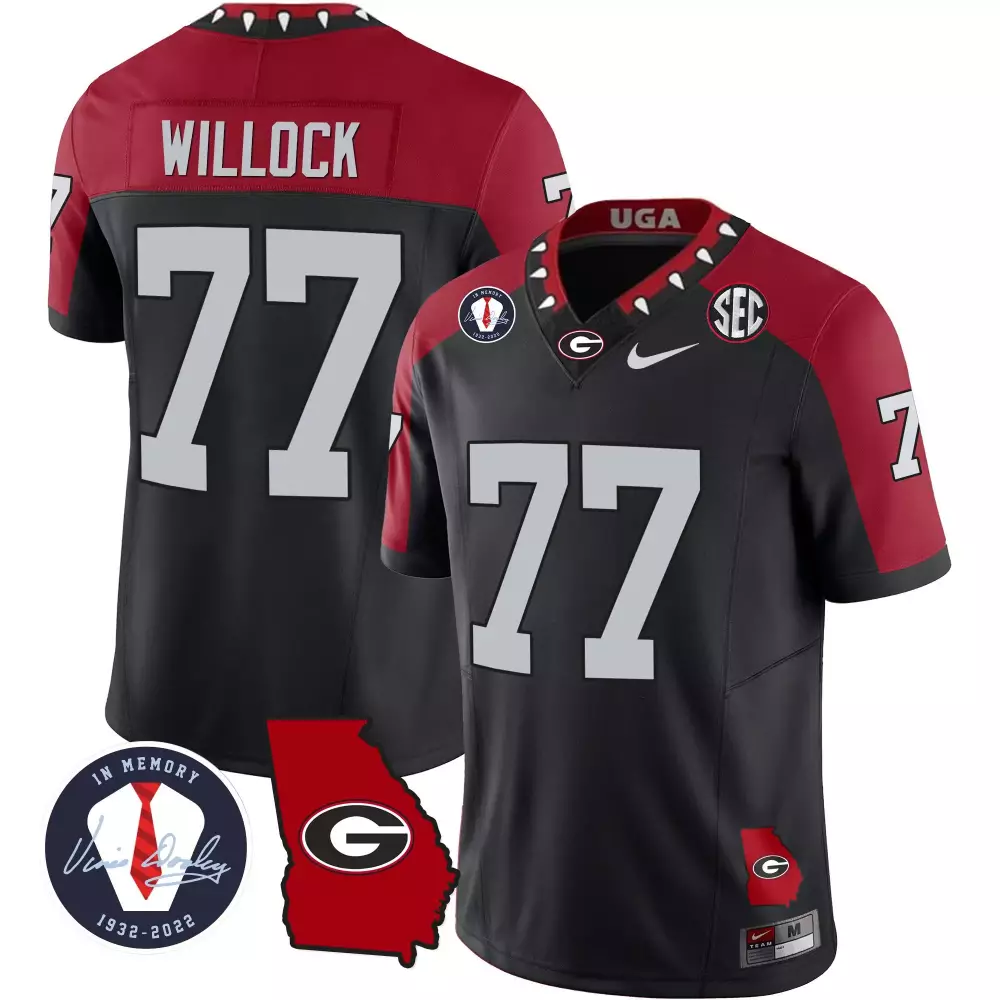 Willock 2023 Black Special Georgia Bulldogs Stitched Jersey | Color Sleeves Edition | Limited Edition Fan Gear | For Men, Women & Youth