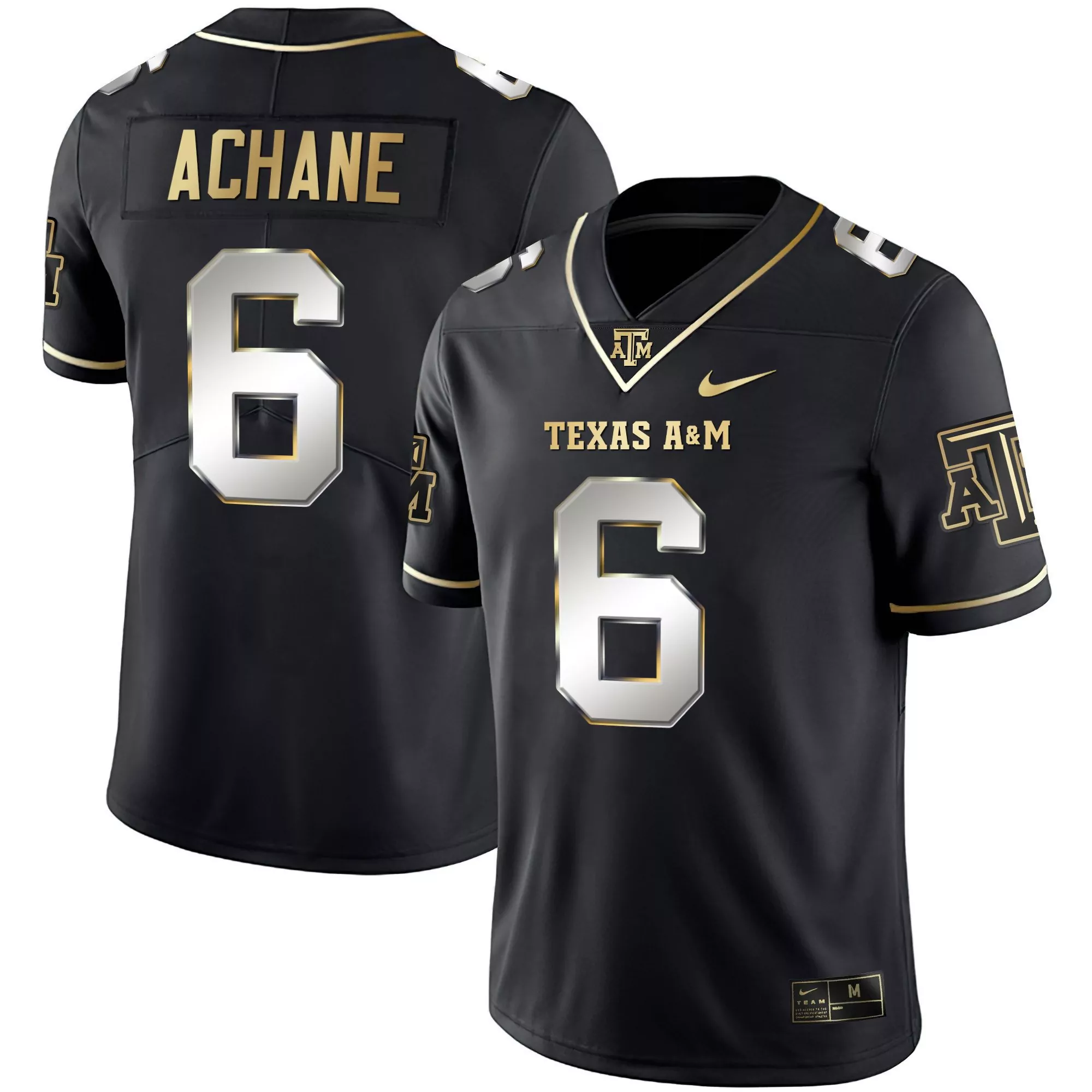 devon achane black limited mens texas am aggies black limited gold vapor jersey all stitched