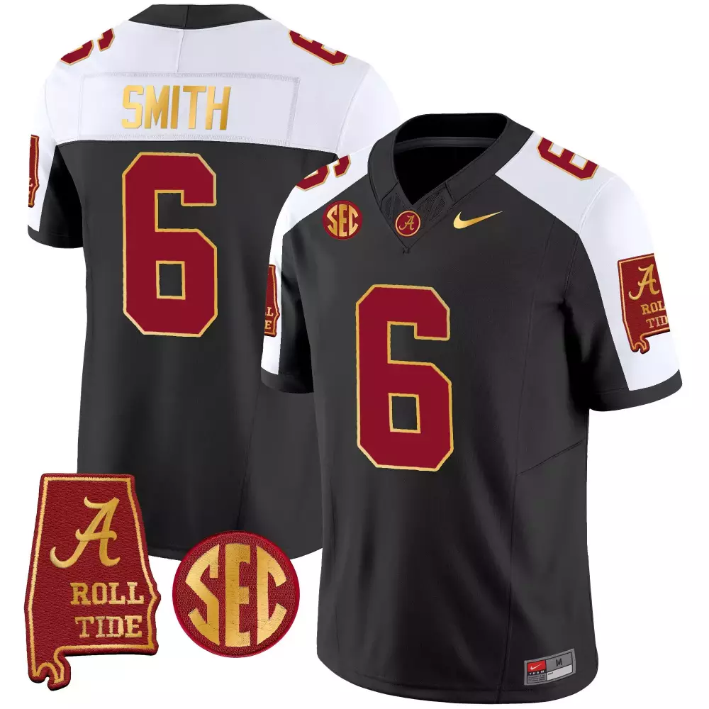 devonta smith black alternate mens alabama crimson tide gold trim vapor jersey v2 alabama map all stitched