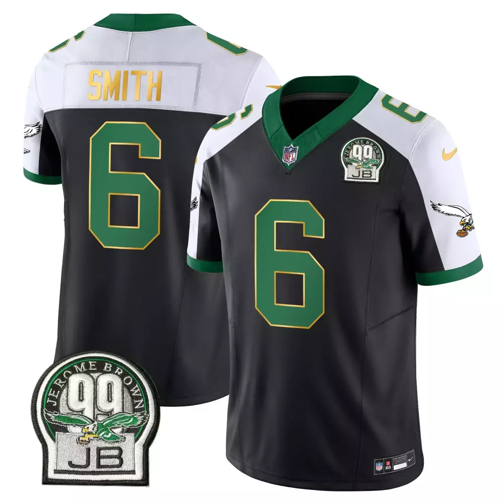 devonta smith black alternate mens philadelphia eagles 2024 vapor limited jersey est 1933 patch all stitched