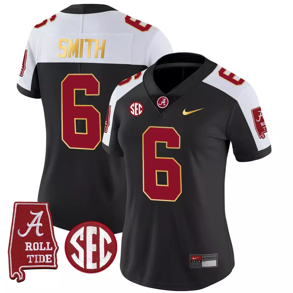 devonta smith black alternate womens alabama crimson tide gold trim vapor jersey alabama map all stitched