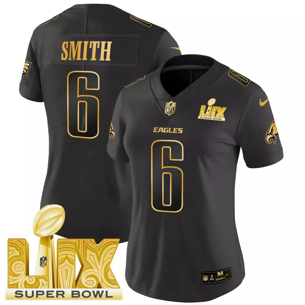 Devonta Smith Eagles Super Bowl LIX Patch Gold Vapor Limited Jersey | Black Gold Stitched | Fan Gear for Men, Women & Youth