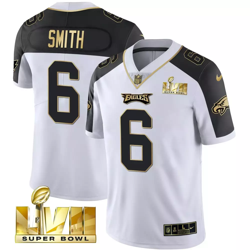 Devonta Smith Eagles Super Bowl Vapor Gold Jersey | Black Inverted Stitched | Great Fan Gear for Men, Women & Youth