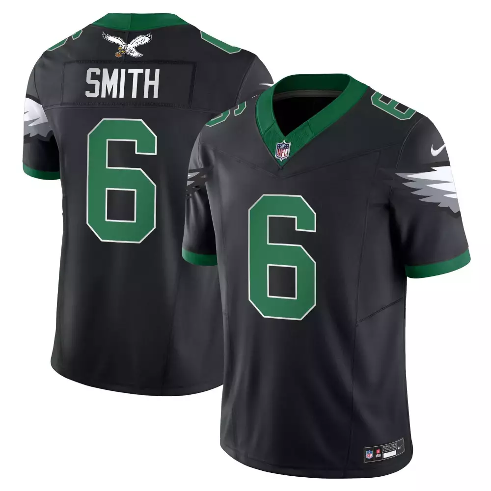 devonta smith black mens philadelphia eagles kelly green super bowl lix patch vapor limited jersey all stitched