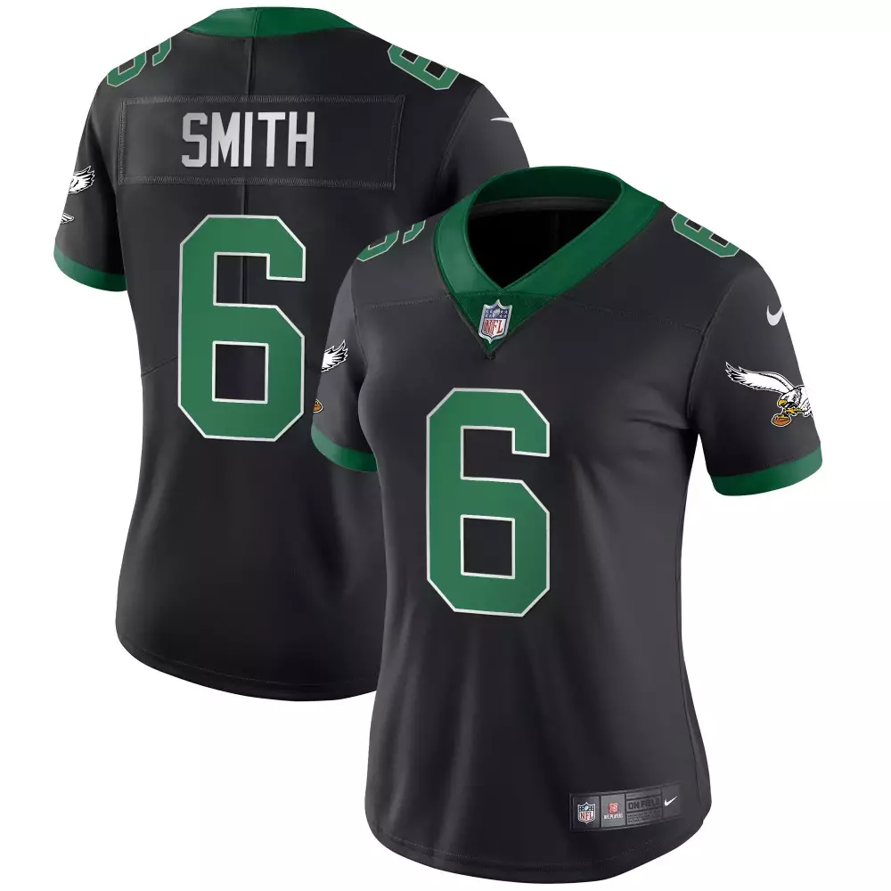 devonta smith black womens philadelphia eagles 2024 throwback vapor limited jersey est 1933 patch all stitched