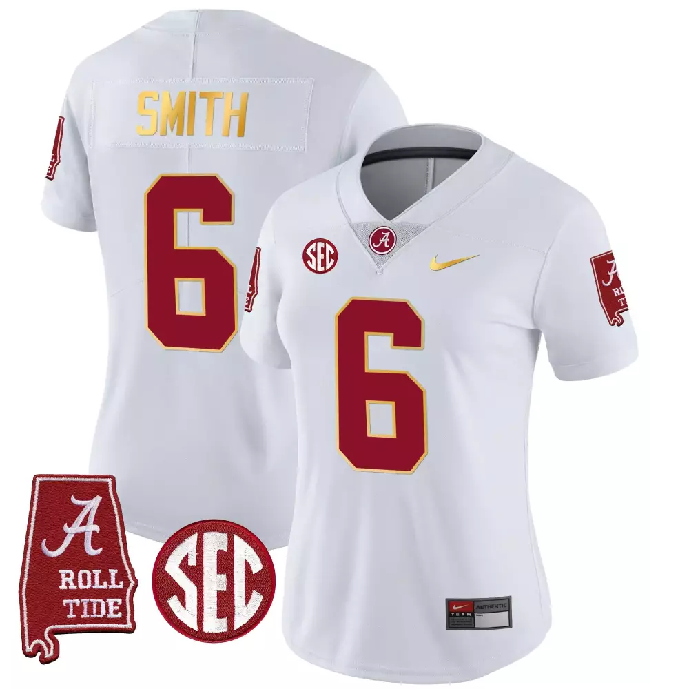 devonta smith white womens alabama crimson tide gold trim vapor jersey alabama map all stitched