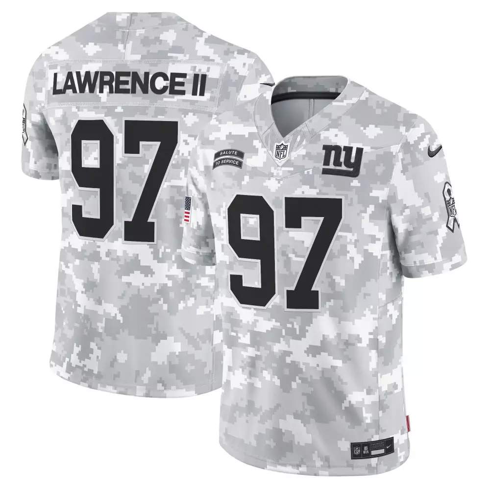 Dexter Lawrence II Men’s New York Giants 2024 Salute to Service Vapor Limited Jersey | Arctic Camo Stitched Fan Gear for M