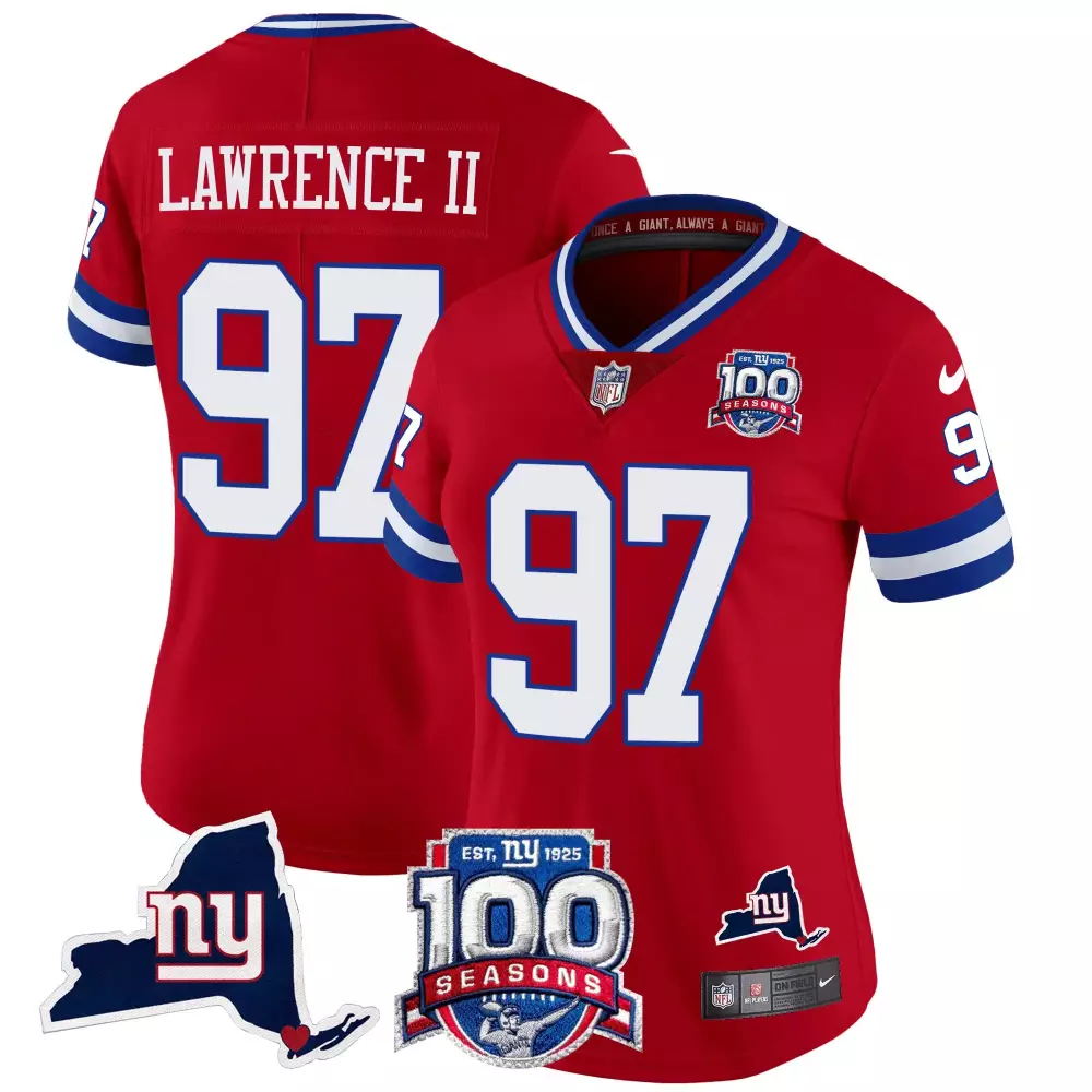 Dexter Lawrence II Red 100th Season Women's Jersey | Vapor Limited Edition for New York Giants Fans | All Stitched | For Men, Women & Youth