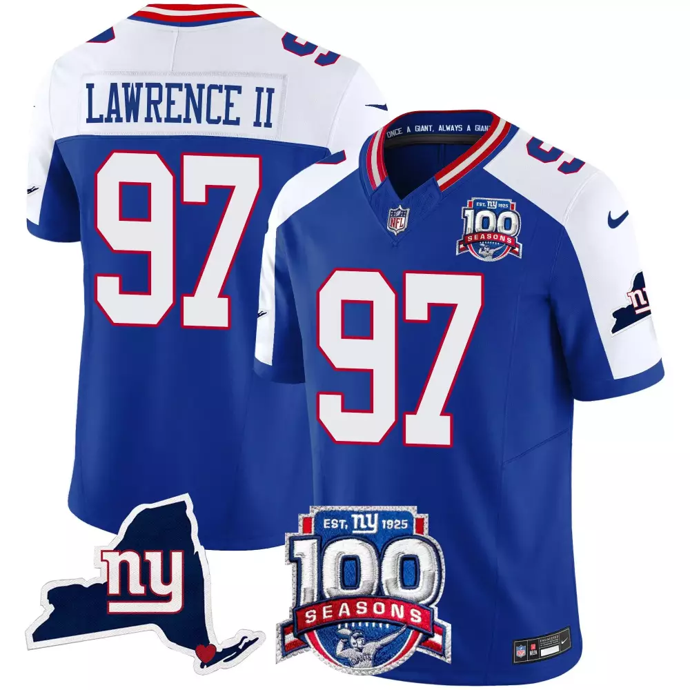 Dexter Lawrence II Royal 100th Season Women's Jersey | Vapor Limited Edition for New York Giants Fans | All Stitched | For Men, Women & Youth