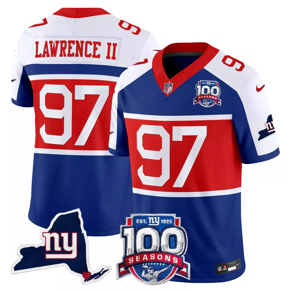 Dexter Lawrence II Royal 100th Season Women's Jersey | Vapor Limited Edition for New York Giants Fans | All Stitched | For Men, Women & Youth