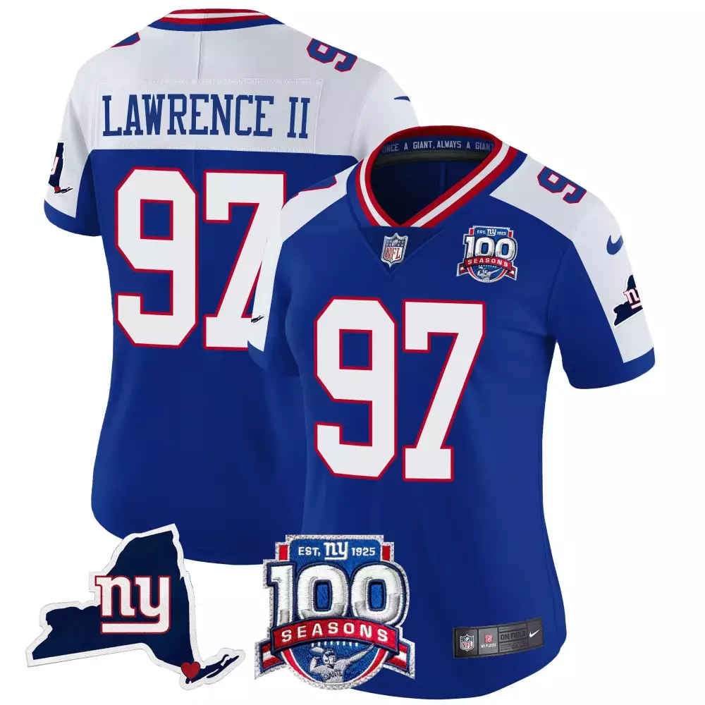 Dexter Lawrence II Royal 100th Season Women's Jersey | Vapor Limited Edition for New York Giants Fans | All Stitched | For Men, Women & Youth