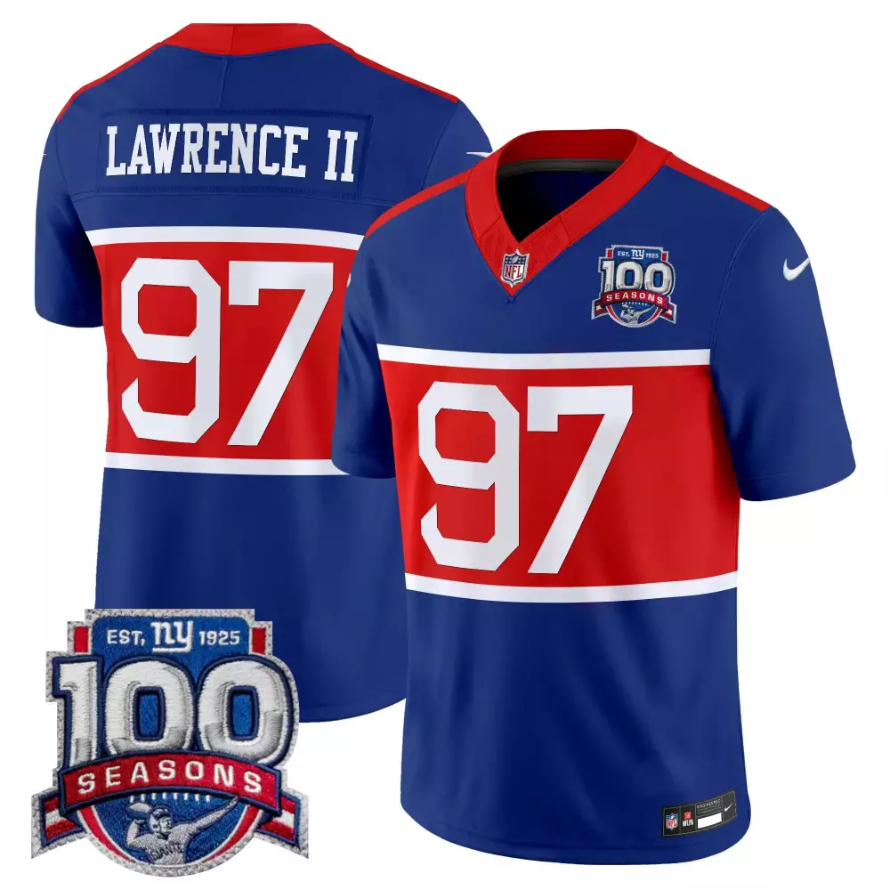 Dexter Lawrence II Royal 100th Season Women's Jersey | Vapor Limited Edition for New York Giants Fans | All Stitched | For Men, Women & Youth
