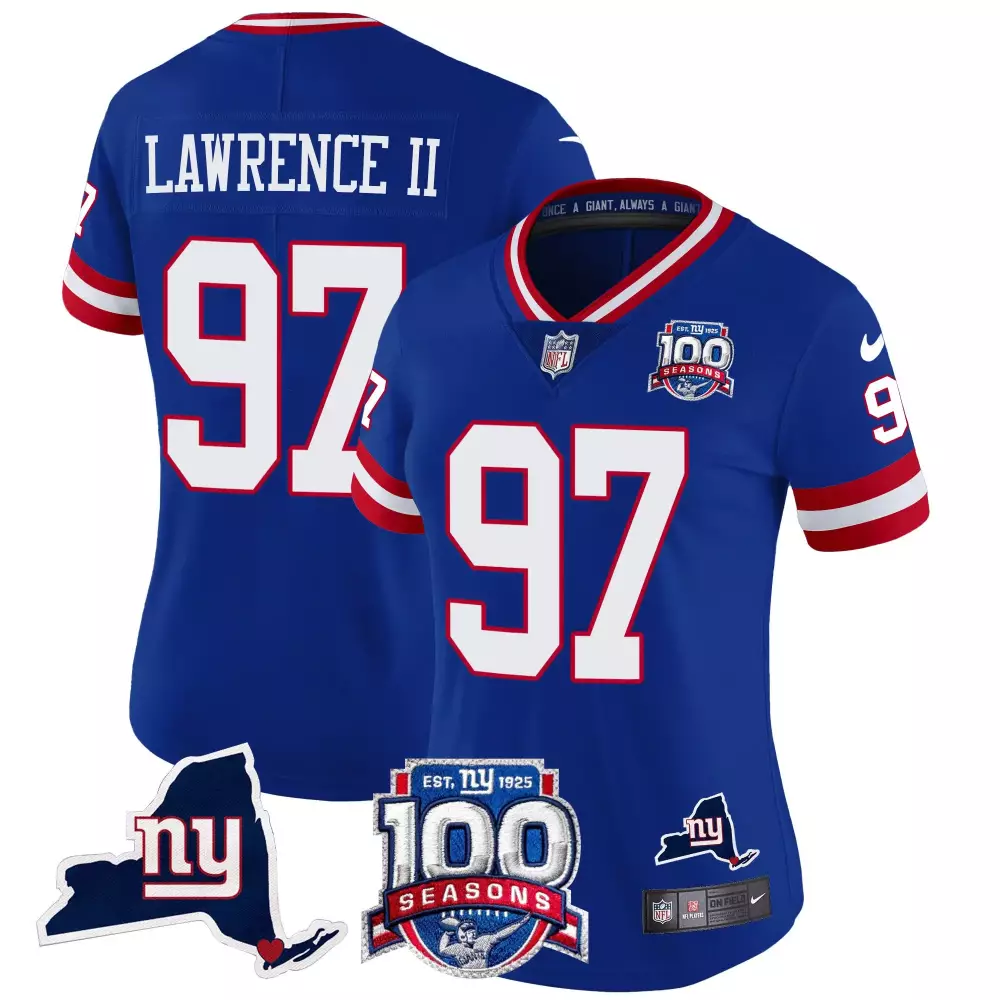 Dexter Lawrence II Royal Century Red Jersey | Vapor Commemorative Edition for New York Giants Fans | All Stitched | For Men, Women & Youth