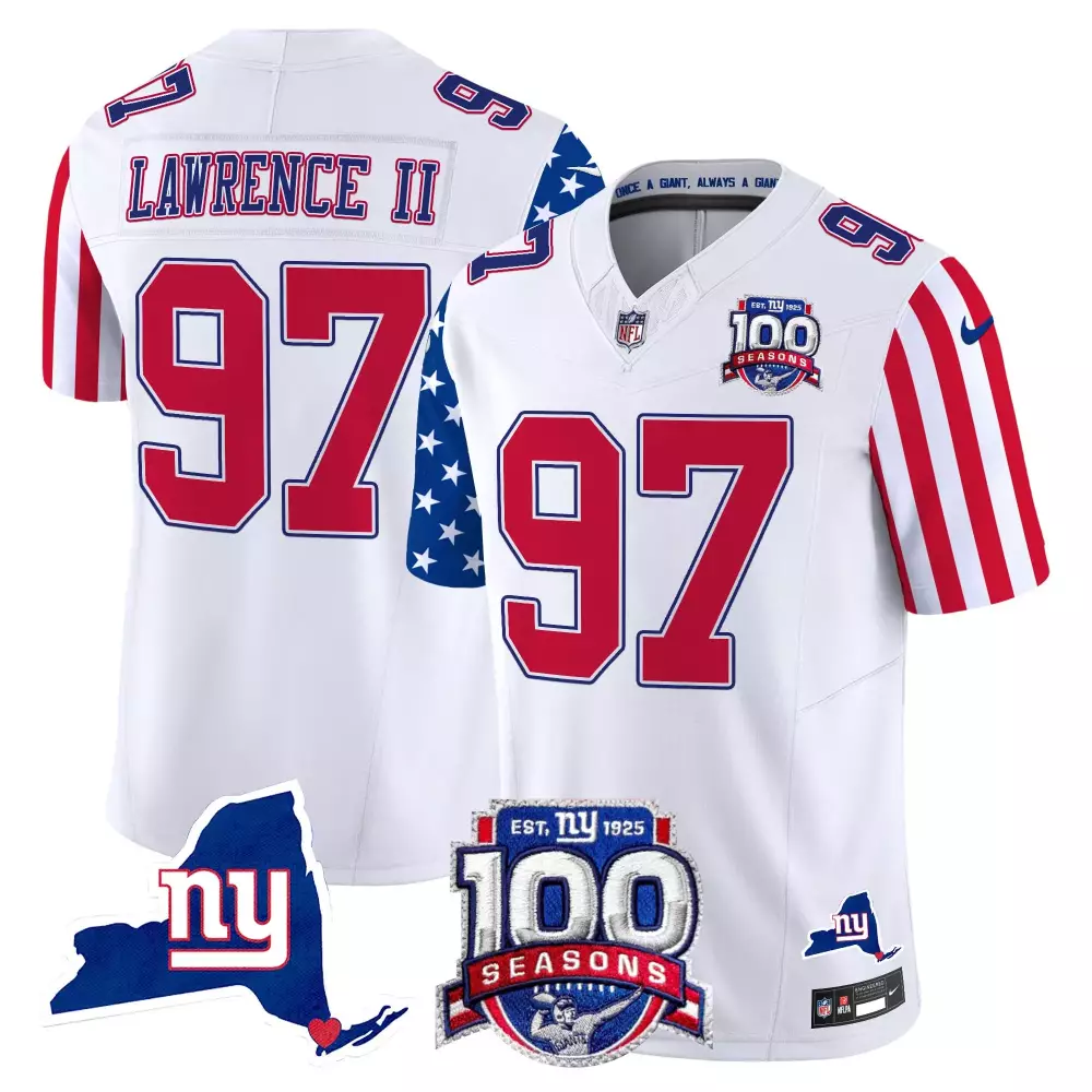 Dexter Lawrence II Royal Century Red Jersey | Vapor Commemorative Edition for New York Giants Fans | All Stitched | For Men, Women & Youth