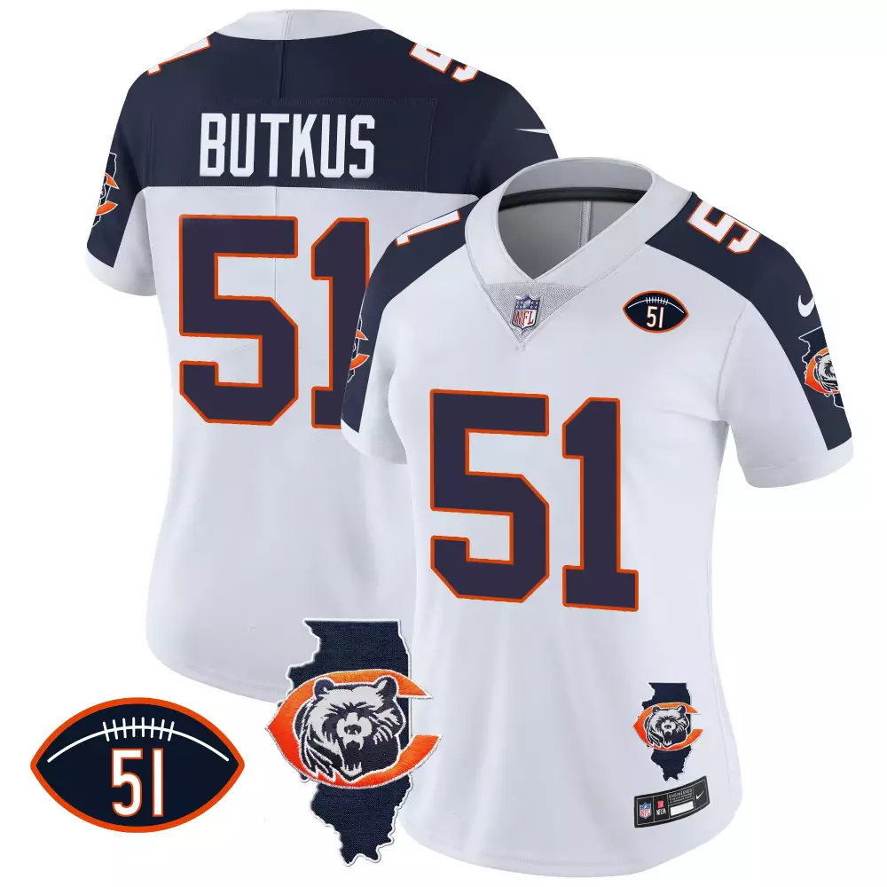 dick butkus inverted mens chicago bears throwback illinois patch vapor jersey all stitched