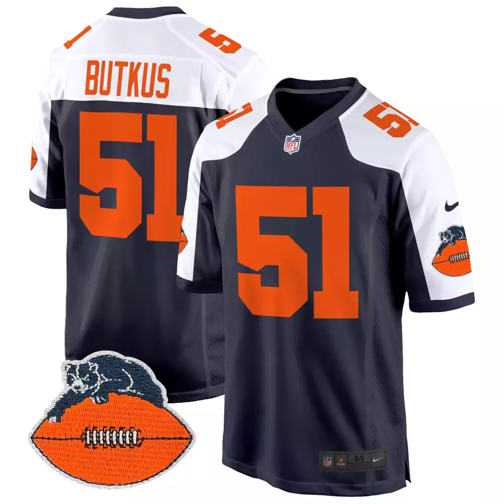 dick butkus inverted mens chicago bears throwback illinois patch vapor jersey all stitched