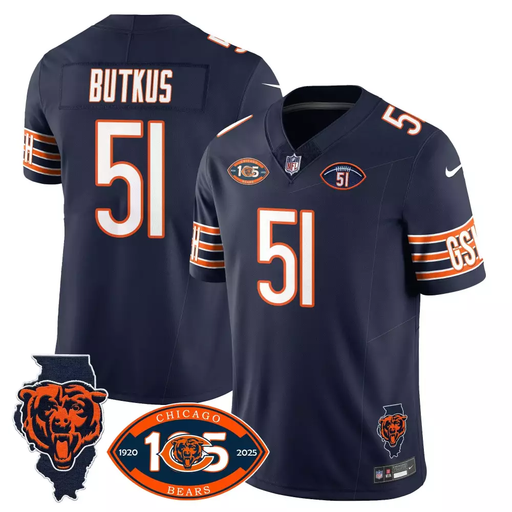 Dick Butkus Chicago Bears Navy Men's 1920-2025 Vapor Limited Jersey | All Stitched Fan Gear | For Men, Women & Youth