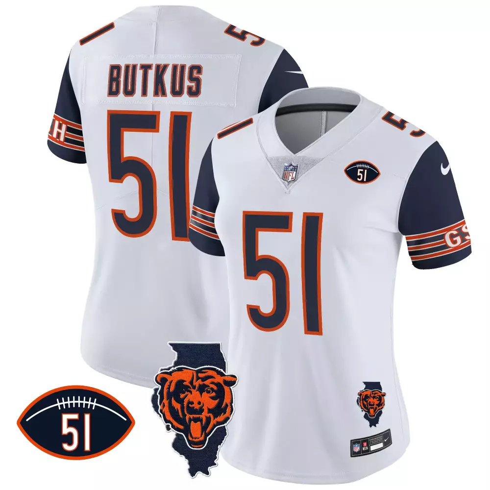 dick butkus navy sleeves mens chicago bears throwback illinois patch vapor jersey all stitched