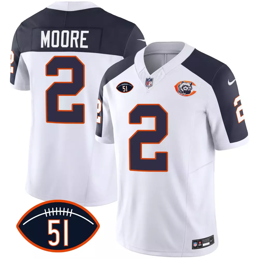 DJ Moore Chicago Bears Inverted Throwback Dick Butkus Patch Jersey | Stitched Fan Gear for Men, Women & Youth
