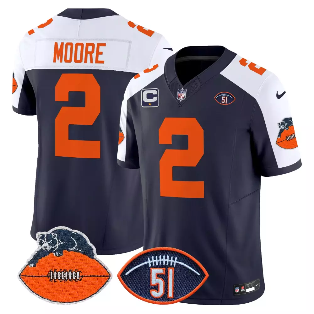 DJ Moore Chicago Bears Navy Alternate Dick Butkus Patch Throwback Vapor Limited Jersey | Stitched Fan Gear for Men, Women & Youth