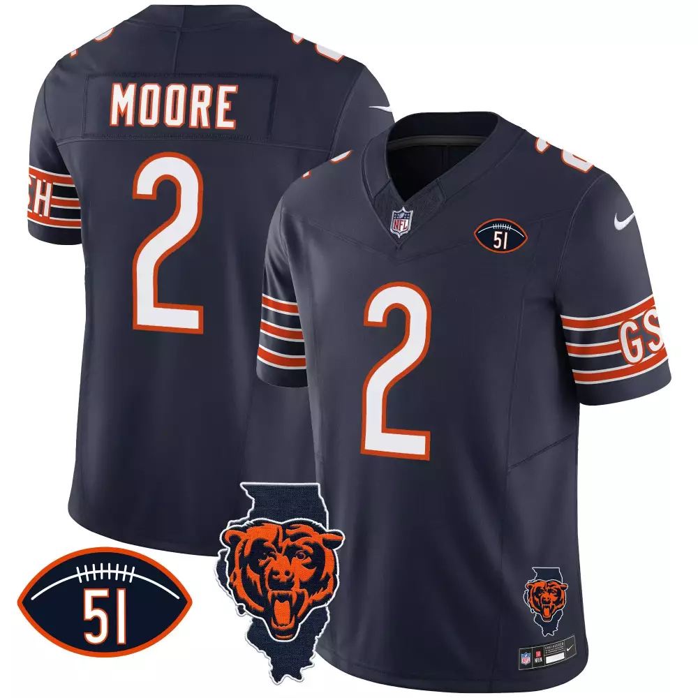 DJ Moore Chicago Bears Navy Men's Dick Butkus Patch Throwback Vapor Limited Jersey | Stitched Fan Gear for Men, Women & Youth