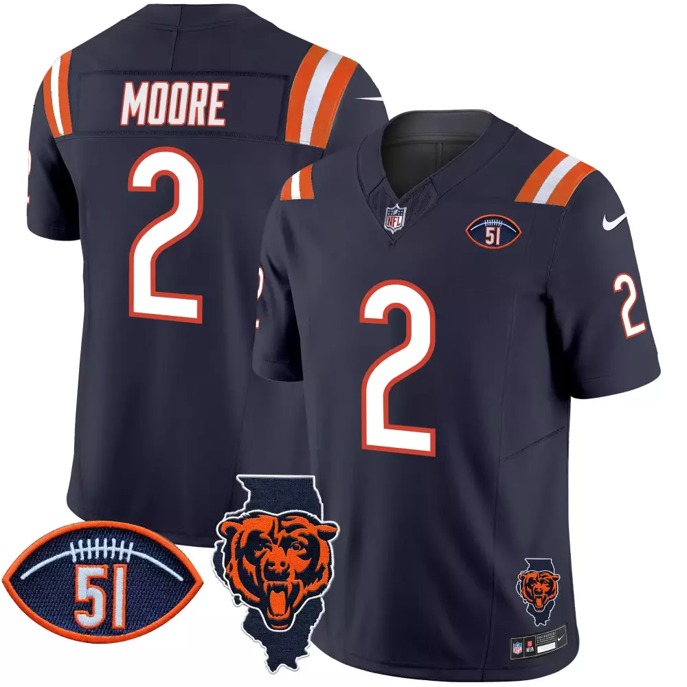 DJ Moore Chicago Bears Navy Men's Dick Butkus Patch Throwback Vapor Limited Jersey | Stitched Fan Gear for Men, Women & Youth