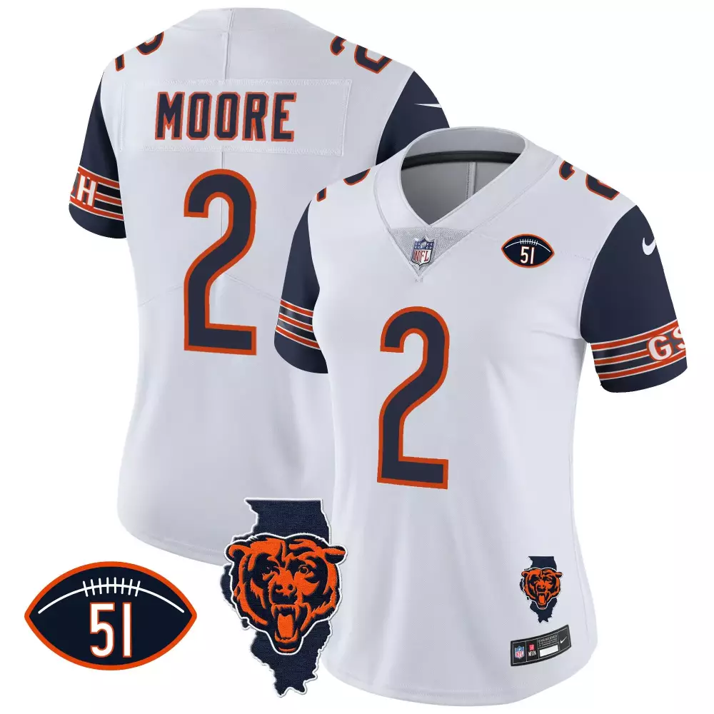 dj moore navy sleeves womens chicago bears illinois patch vapor jersey all stitched