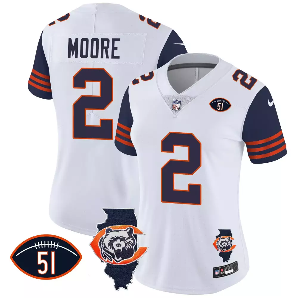dj moore navy sleeves womens chicago bears illinois patch vapor jersey all stitched