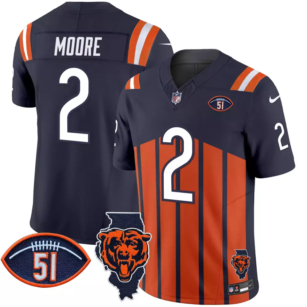dj moore navy sleeves womens chicago bears illinois patch vapor jersey all stitched