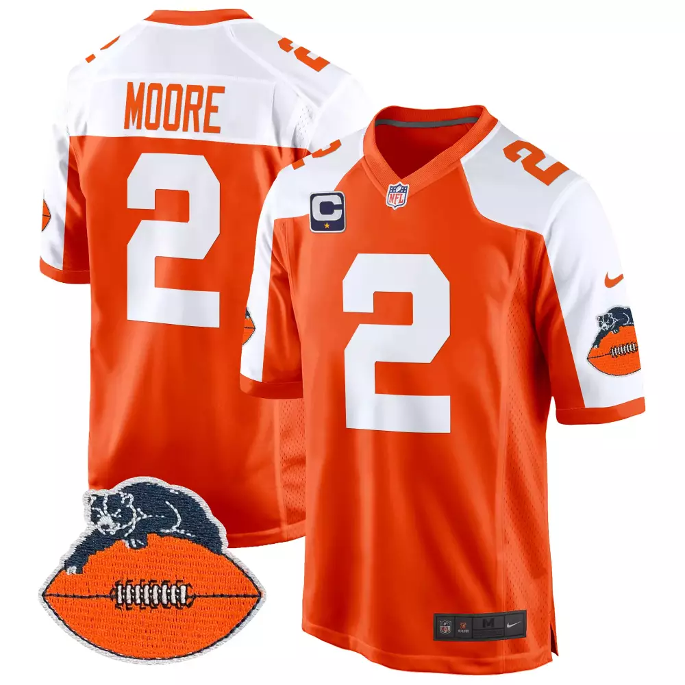 DJ Moore Chicago Bears Orange Alternate Throwback Game Jersey | All Stitched | Fan Gear for Men, Women & Youth