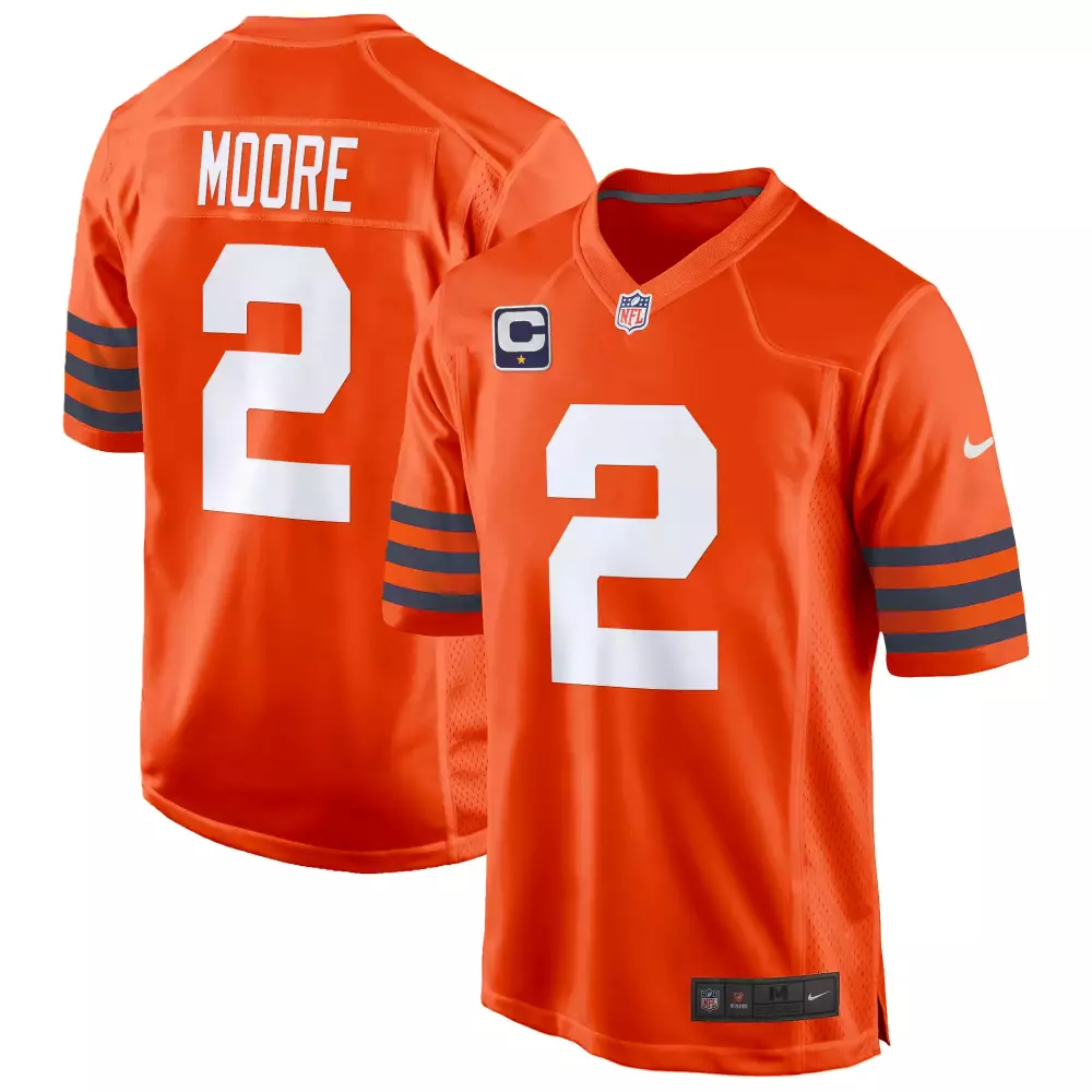 DJ Moore Chicago Bears Throwback Game Jersey | Orange Stitched Design | Replica Fan Gear | For Men, Women & Youth