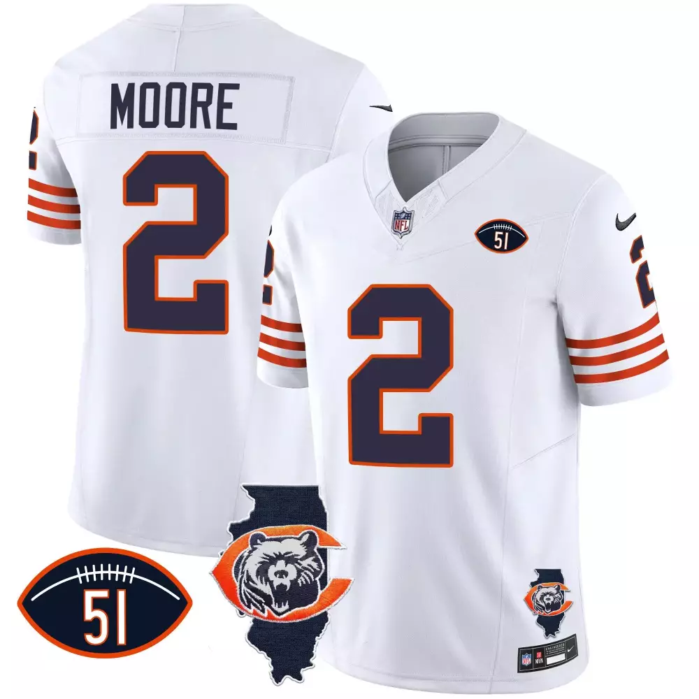 dj moore white mens chicago bears throwback game jersey all stitched