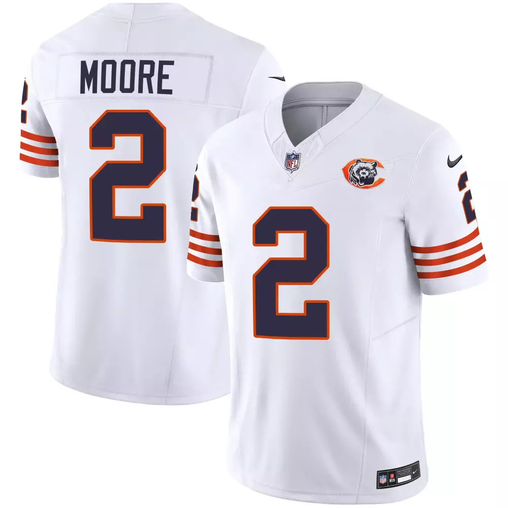 dj moore white mens chicago bears throwback game jersey all stitched