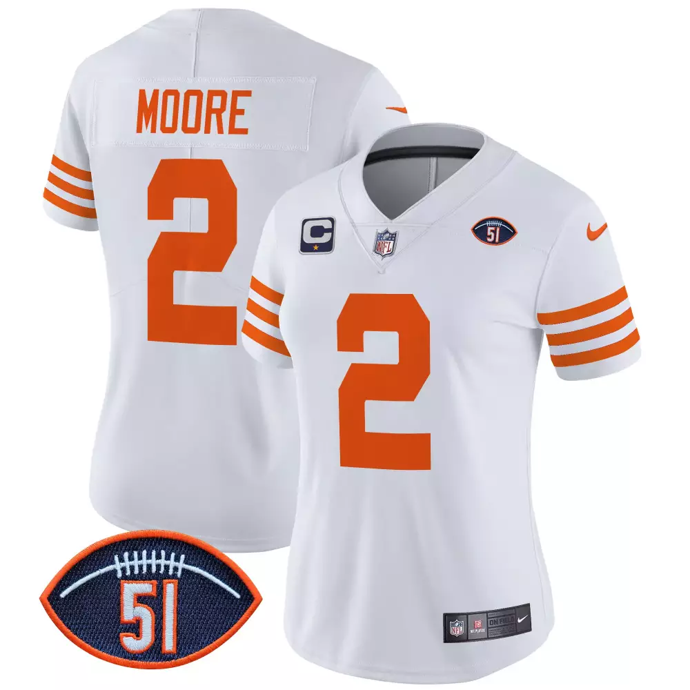 dj moore white mens chicago bears throwback game jersey all stitched