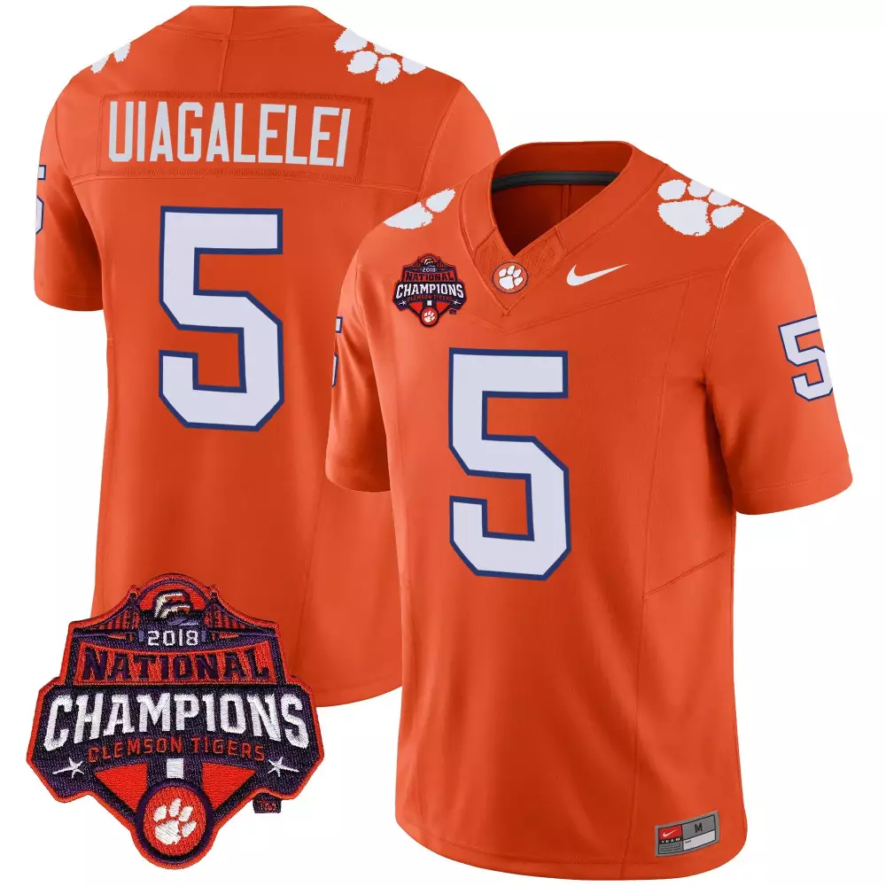 dj uiagalelei orange mens clemson tigers black limited orange jersey all stitched