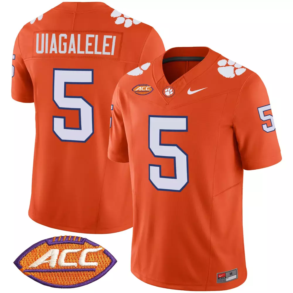 dj uiagalelei orange mens clemson tigers black limited orange jersey all stitched