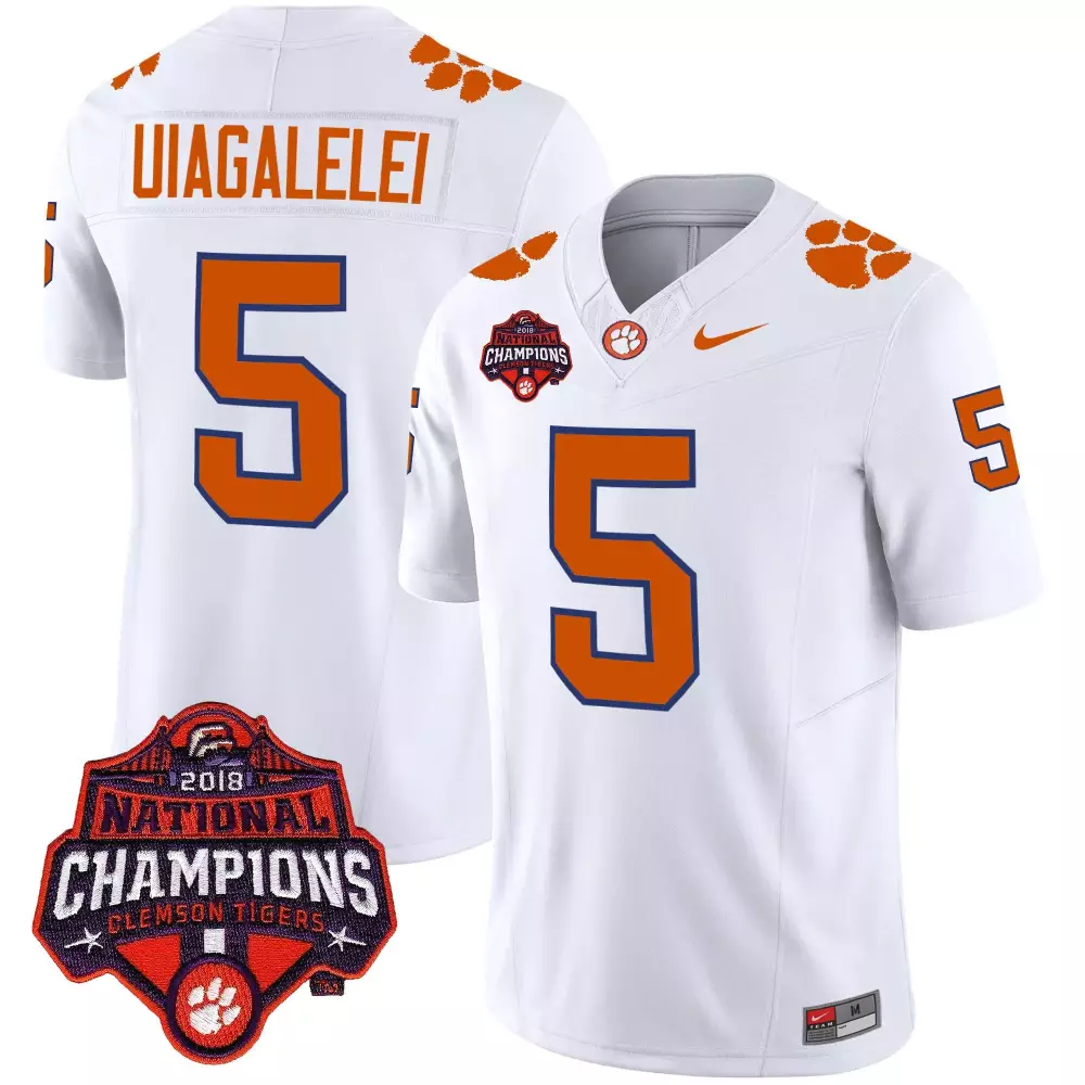 dj uiagalelei white gold mens clemson tigers gold split football jersey all stitched