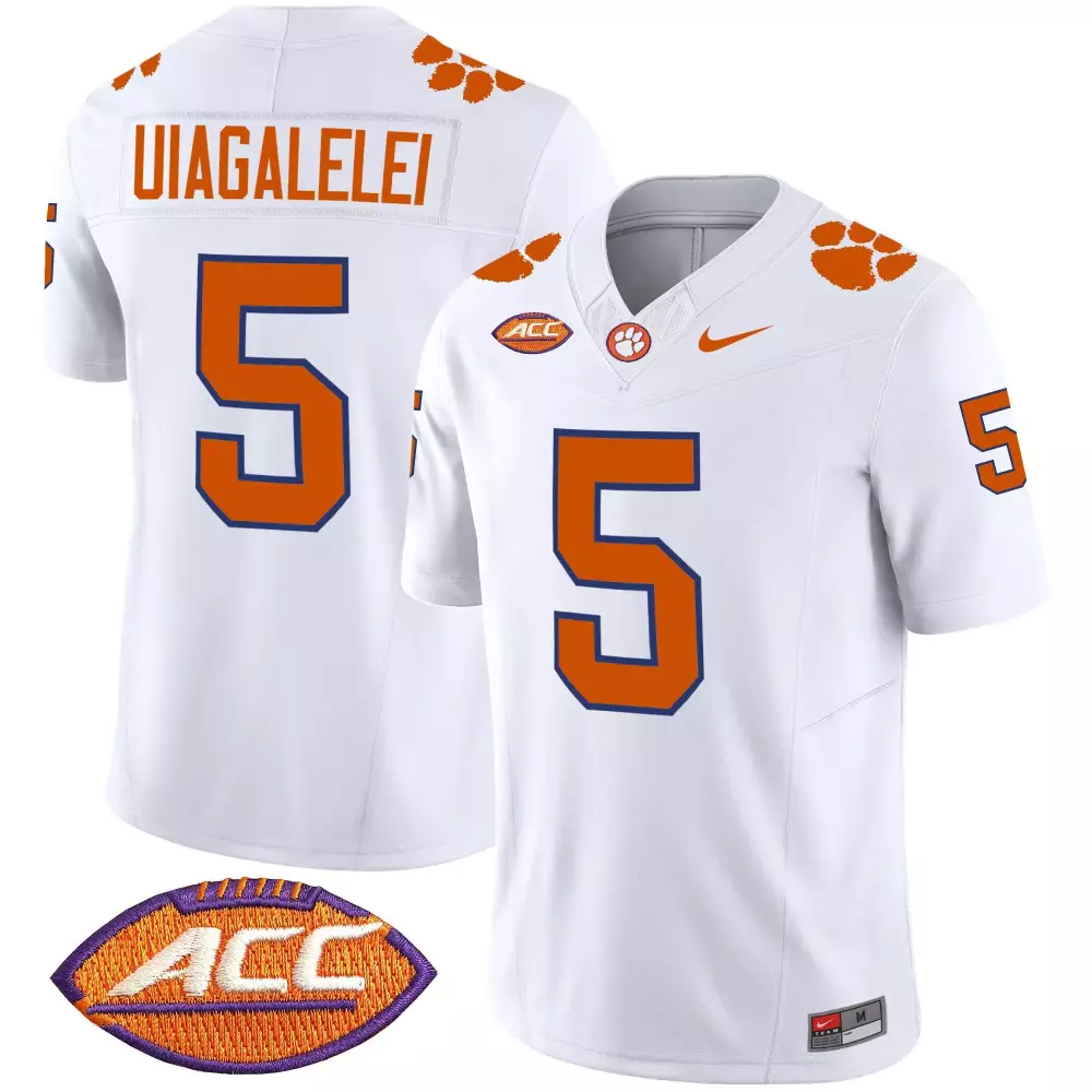 dj uiagalelei white gold mens clemson tigers gold split football jersey all stitched