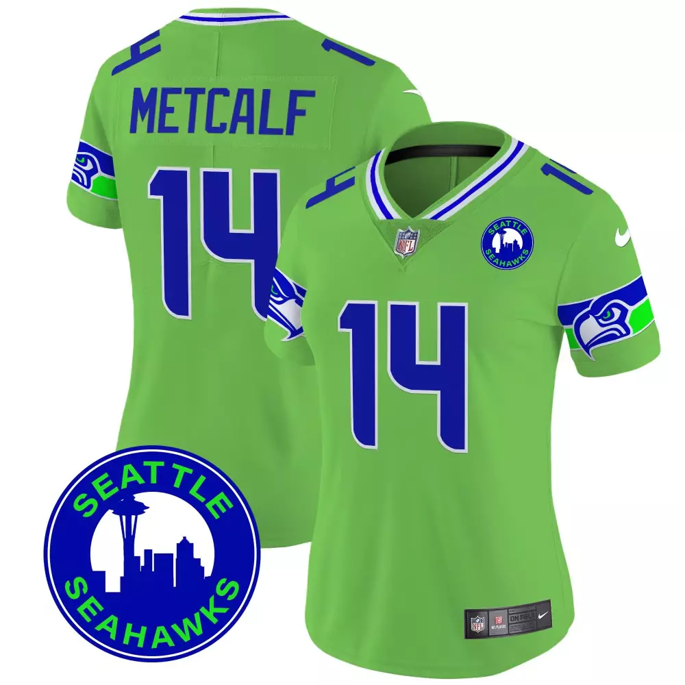 DK Metcalf Seattle Seahawks Green Women's 2024 City Patch Vapor Limited Jersey | Stitched Fan Gear | For Women & Youth
