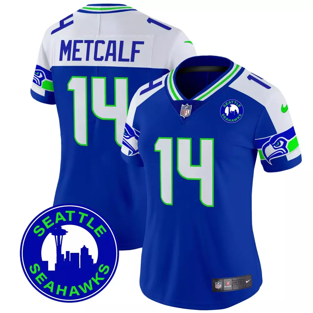 dk metcalf royal alternate womens seattle seahawks 2024 seattle city patch vapor limited jersey all stitched